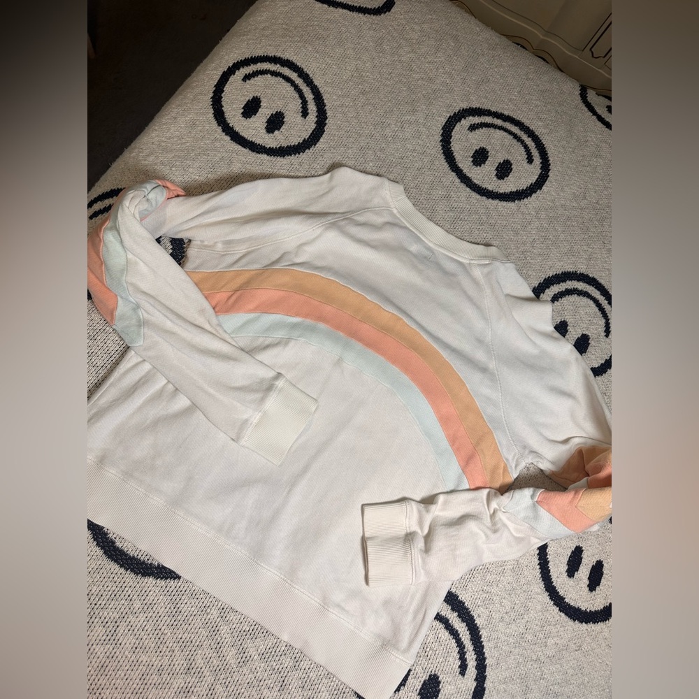 Faherty Women's Cream Sweatshirt with Rainbow Stripes - Picture 5 of 10